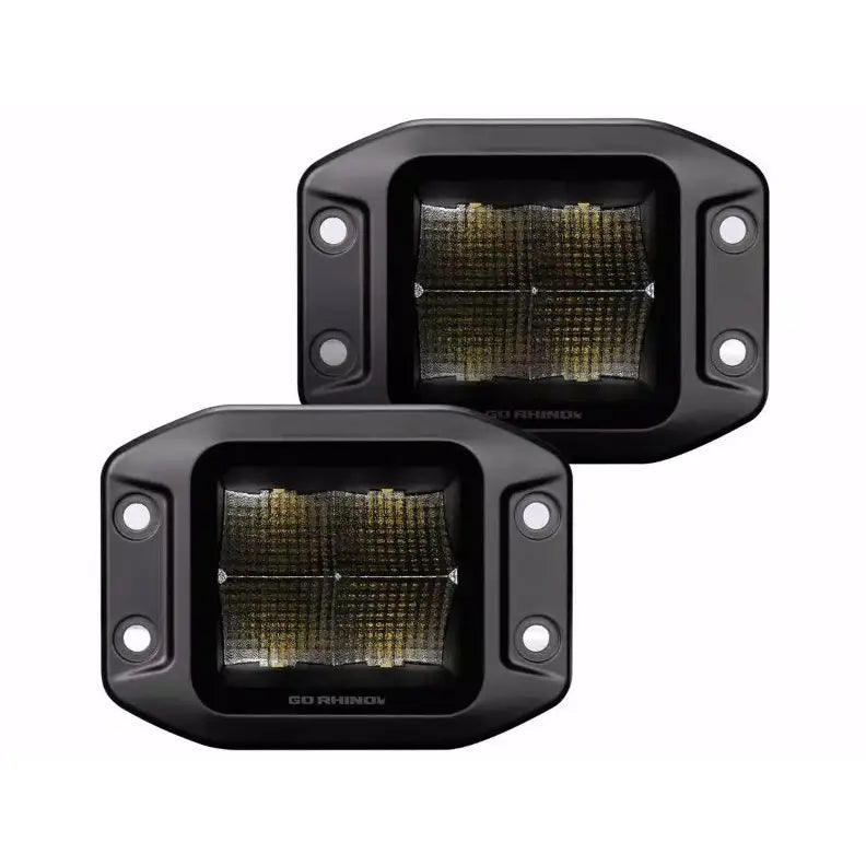 GO Rhino Complete Set Sold In Pairs Driving/ Fog Light 750400321SCF - Blackout Series Lights- Pair 3X3