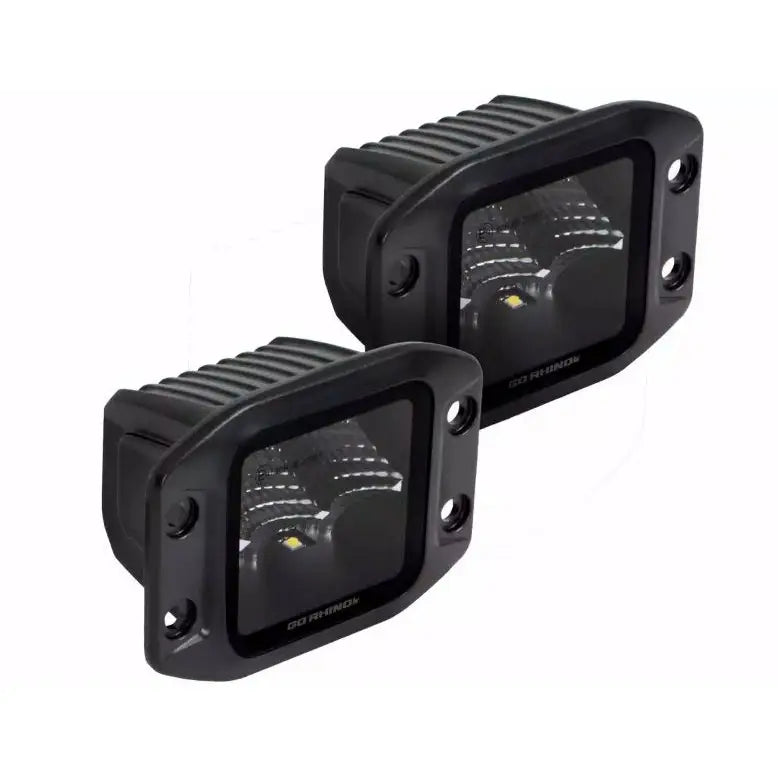 GO Rhino Complete Set Sold In Pairs Driving/ Fog Light 750400321SCF - Blackout Series Lights- Pair 3X3