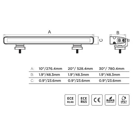 GO Rhino Limited Lifetime Warranty Light Bar 750001014CBS - Flash Series Lights 10 Single MU