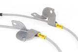Gray brake cables with metal brackets for Ford F-150 SS brake lines