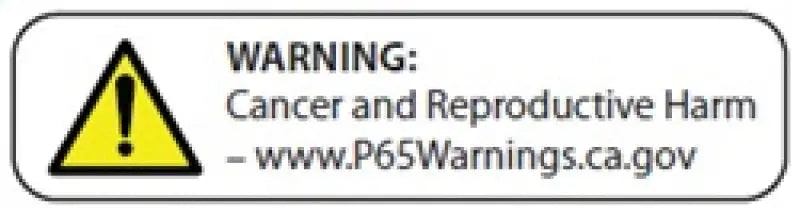 Warning label about cancer and reproductive harm on Goodridge brake line kit for Ford Probe