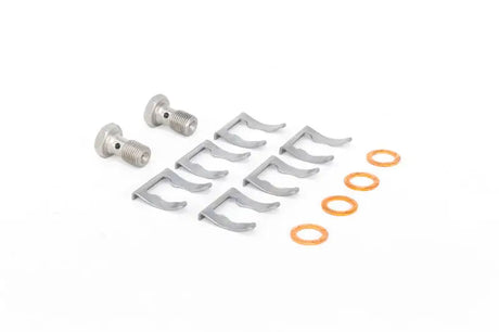 Automotive brake hardware kit with stainless steel brake lines for Honda Civic LX/EX