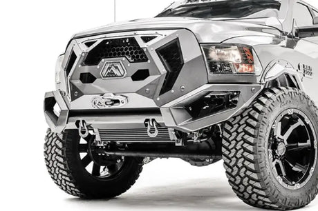 GR4400-1 Fab Fours Dodge Grumper, rugged and aggressive grille and bumper combo on a Dodge truck, high-quality and durable, enhances front-end appearance, easy installation.