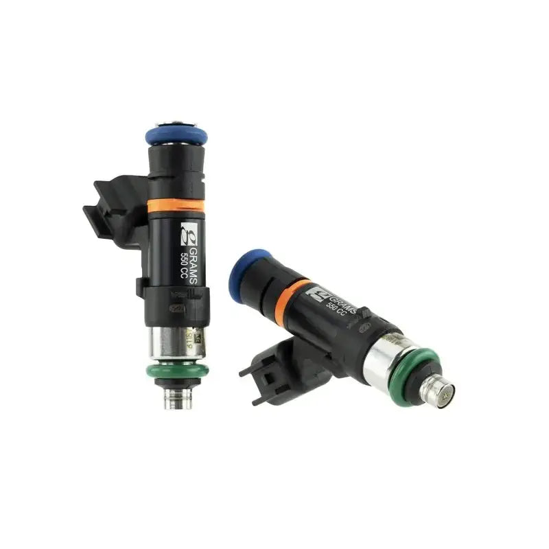 Black fuel injectors with blue and green accents for Nissan 240sx S13 from Grams Performance