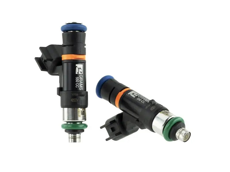 Black fuel injectors with blue and green accents for Nissan 240sx S13 from Grams Performance