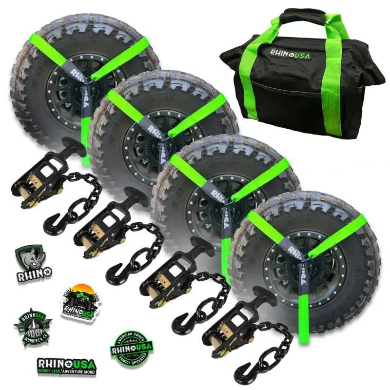 Rhino USA Lasso Straps; Basket Straps - Green - Rhino USA
