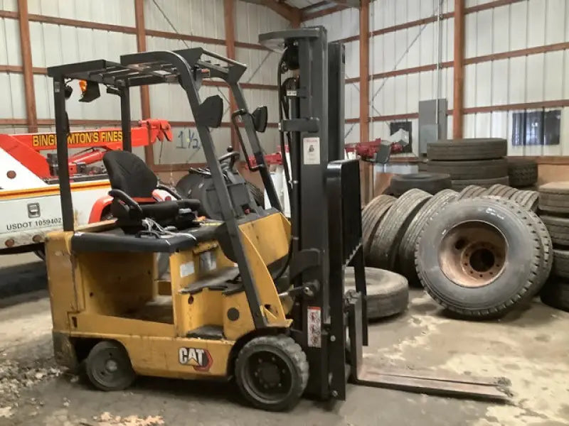 Yellow Caterpillar forklift with grid wheels from Grid Wheels 2020CAT product line