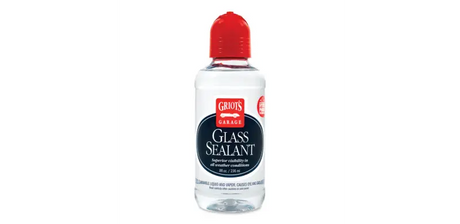 Griots Garage Glass Sealant in clear bottle with red cap, perfect garage glass sealant