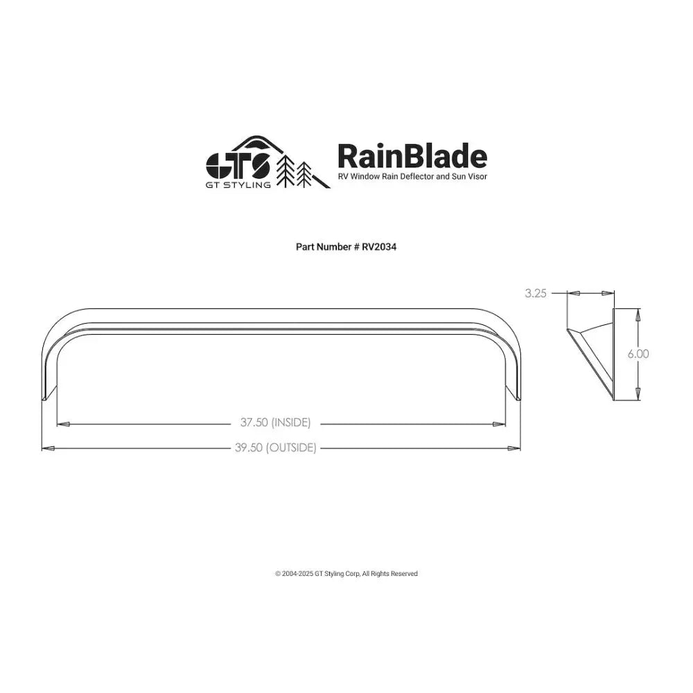 GT Styling Limited Lifetime Warranty Rainguard RV2034 - Rainblade Fits 34-37 IN