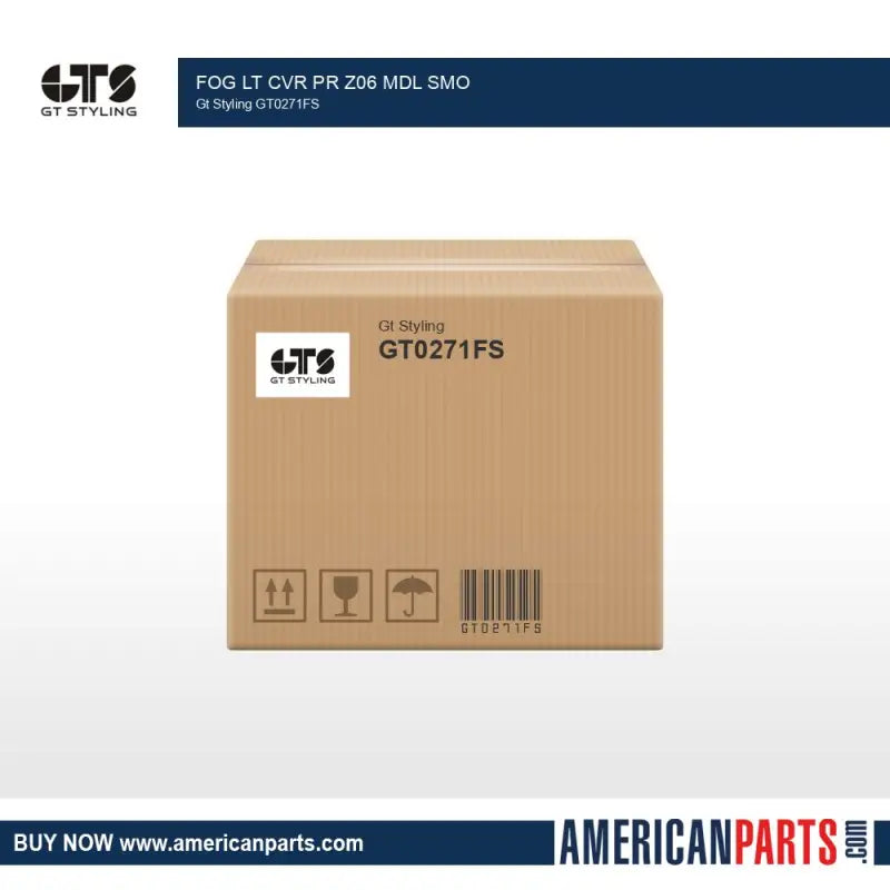 Cardboard box with shipping labels for GT0271FS Gt Styling Fog Cover Pr Z06 Mdl