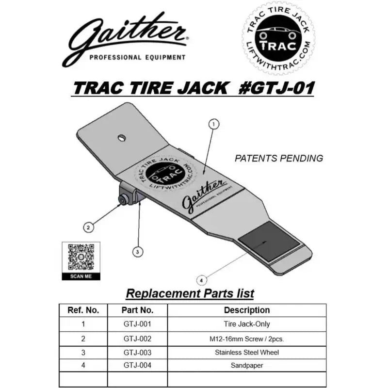 GTJ-01 Gaither Tool Gaither’S Trac Jack - Tire Lifting