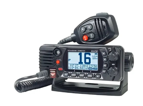 GX1400GB standard VHF marine radio with microphone in black for easy communication