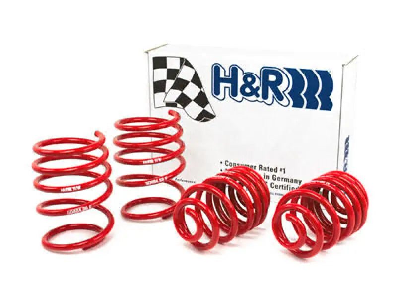 Red coil springs with packaging for H&R BMW 325ci and 330ci Cabrio Race Suspension