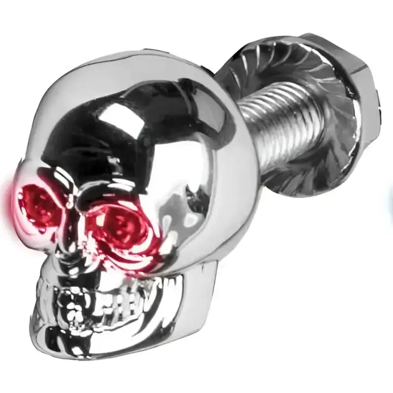 H040078 Lighted Skull Lic Plate Screw Red