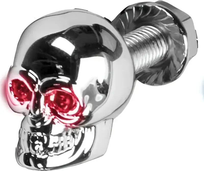 H040078 Lighted Skull Lic Plate Screw Red