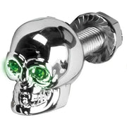 H040080 Lighted Skull Lic Plate Screw Green