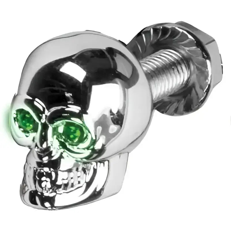 H040080 Lighted Skull Lic Plate Screw Green