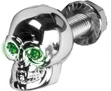 H040080 Lighted Skull Lic Plate Screw Green