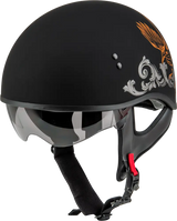 Black Corvus Helmet with eagle design from HH-65 Naked collection in matte black silver orange