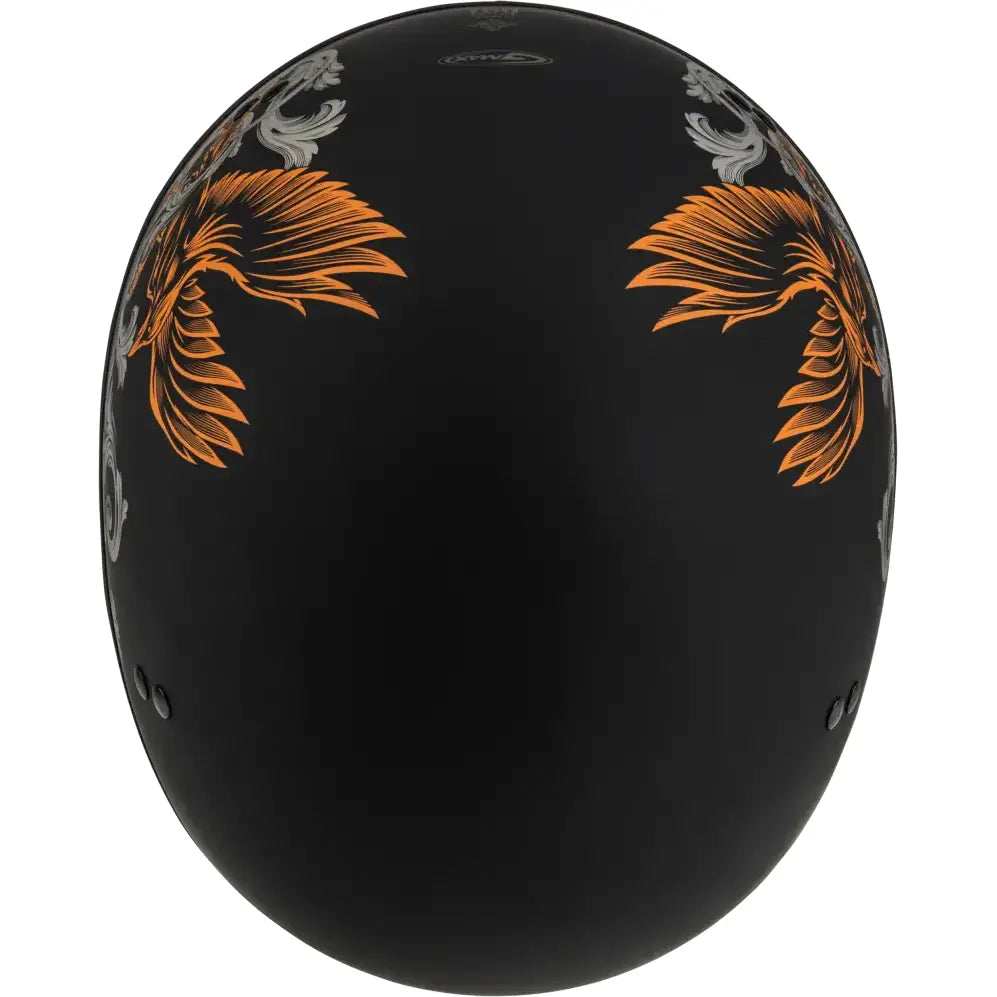 Black Corvus Helmet with orange and silver graphics HH-65 Corvus Helmet XL