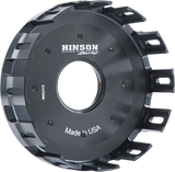 Black anodized H597-B-2101 Hinson clutch basket with slotted teeth, billet T-6 aircraft grade