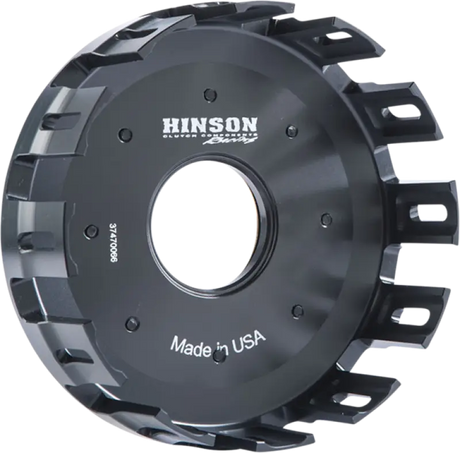 Black anodized H597-B-2101 Hinson clutch basket with slotted teeth, billet T-6 aircraft grade