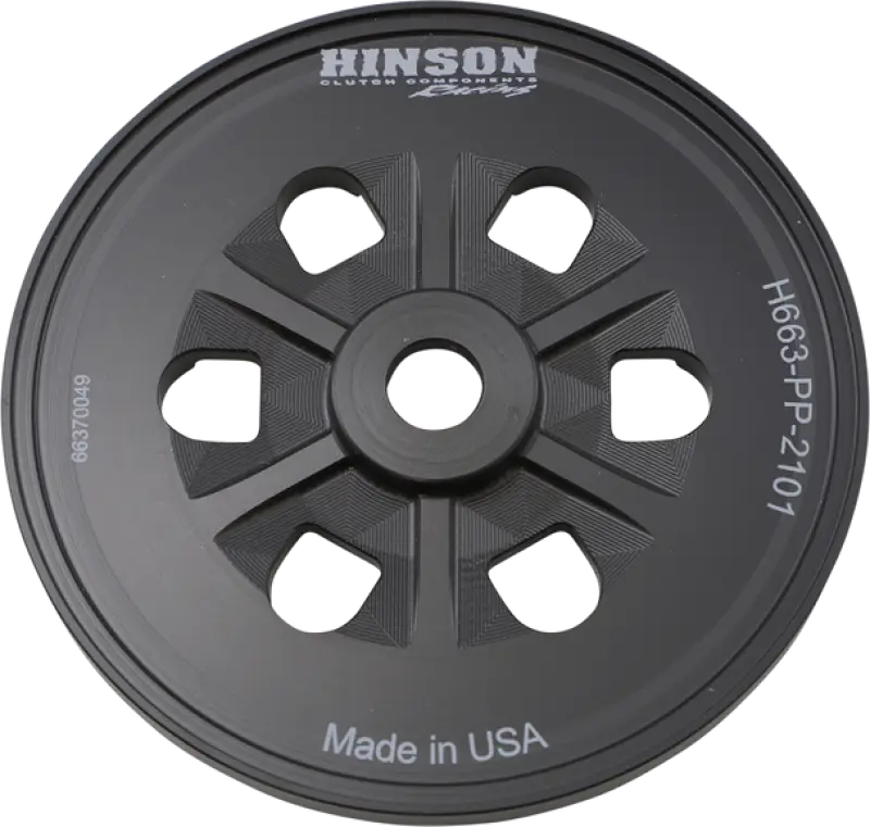 Black motorcycle clutch cover with six vent holes for Hinson clutch pressure plate H663-PP-2101