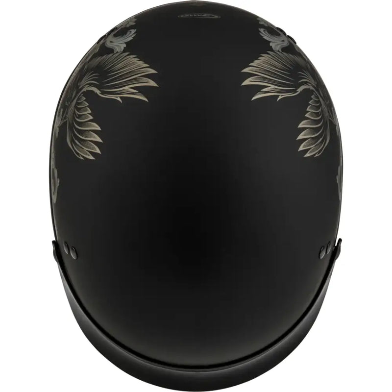 Black matte Corvus Helmet with wing designs for the HH-65 Corvus helmet series