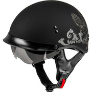 Black Corvus Helmet with eagle design for HH-65 Corvus riders, matte black tan XL