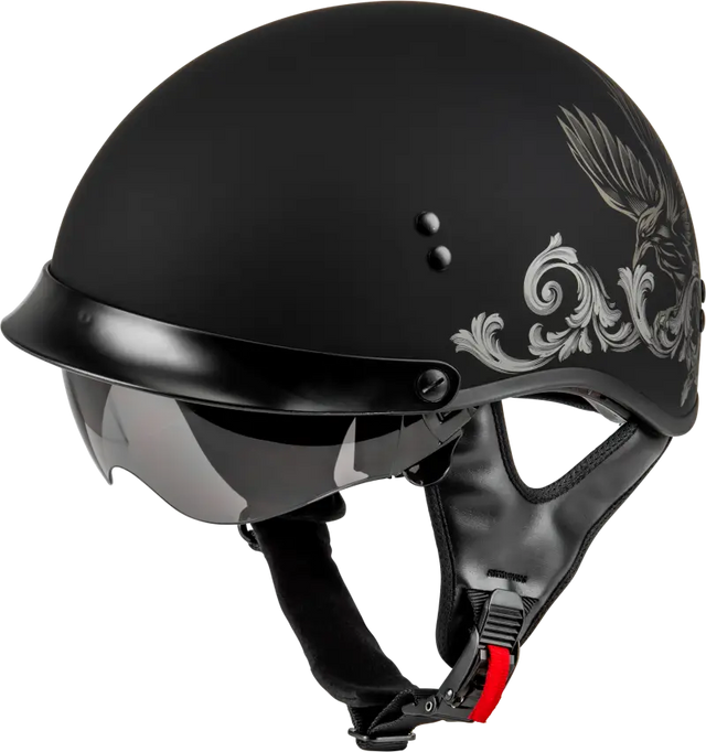 Black Corvus Helmet with eagle design for HH-65 Corvus riders, matte black tan XL