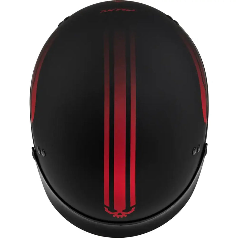 Black matte HH-65 Retribution Helmet with red stripes and peak for style and safety
