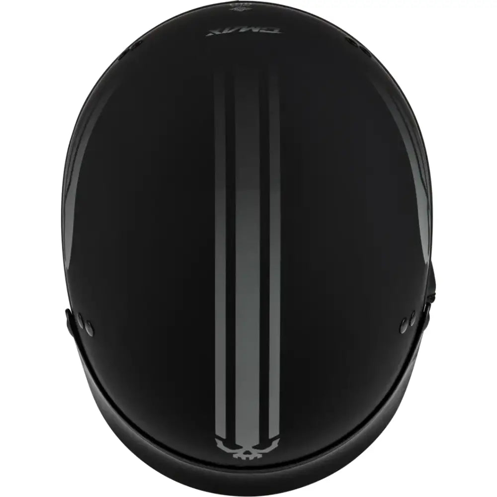 Black motorcycle helmet with gray stripes from HH-65 Retribution Helmet line