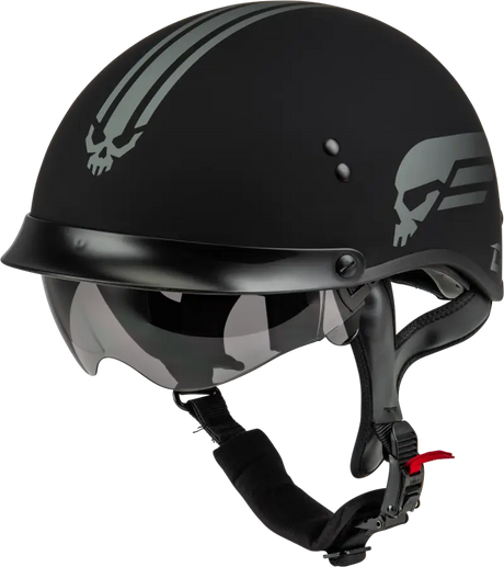 Black matte HH-65 Retribution Helmet with skull designs for style and protection