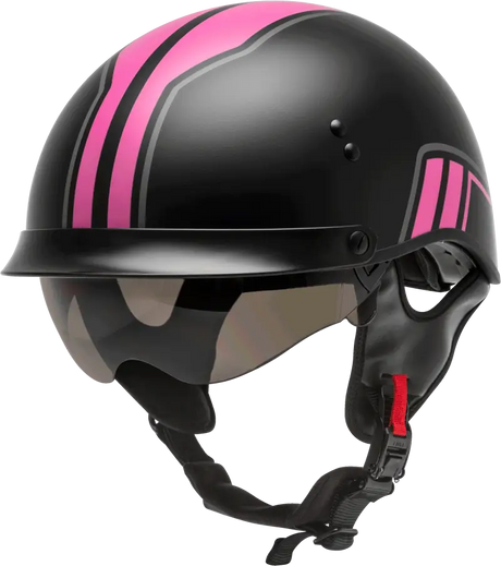 H9651345 Hh 65 Half Helmet Full DreSSed Twin Matte Black/Pink Md - HH-65 Dressed