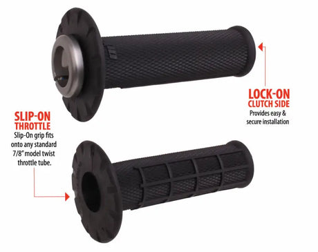 Universal Lock On Grips Half Waffle Black/Silver - ODI