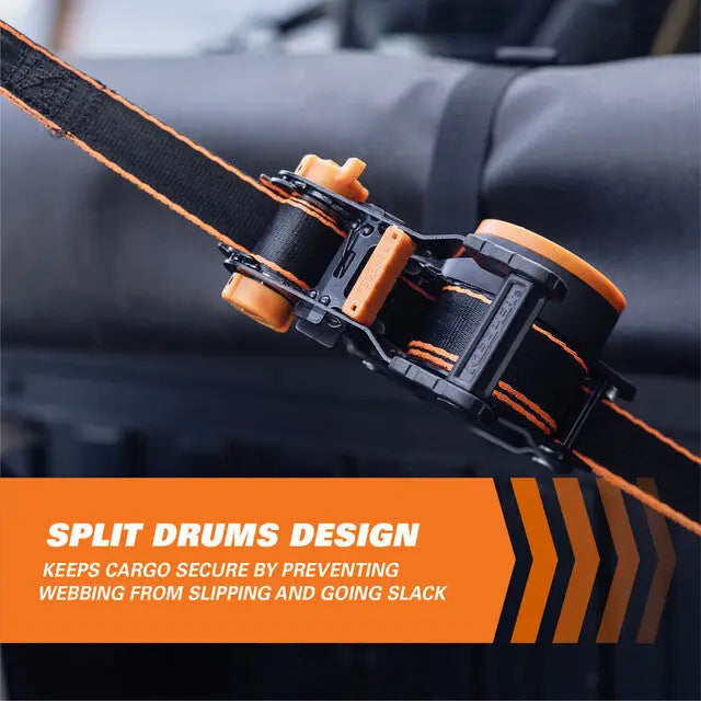 Hampton Prod Patent-Pending Built-In Safety Brake Tie Down Strap 43557 - X10 Retractable Ratchet