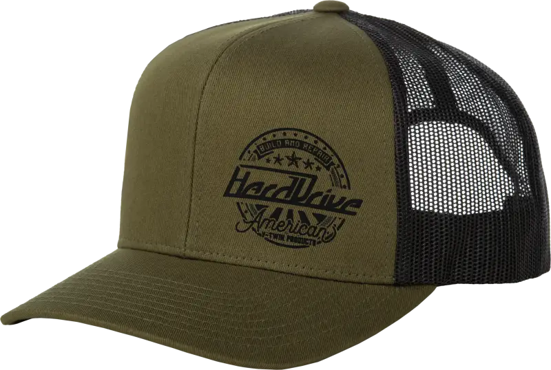 Harddrive Emblem Hat Black/Od Green Os - HARDDRIVE