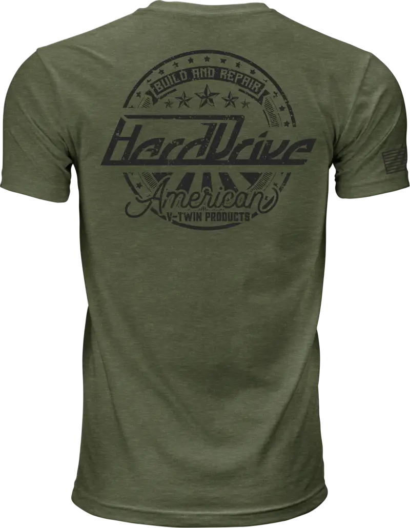 Harddrive Emblem Tee Olive Green/Black Md