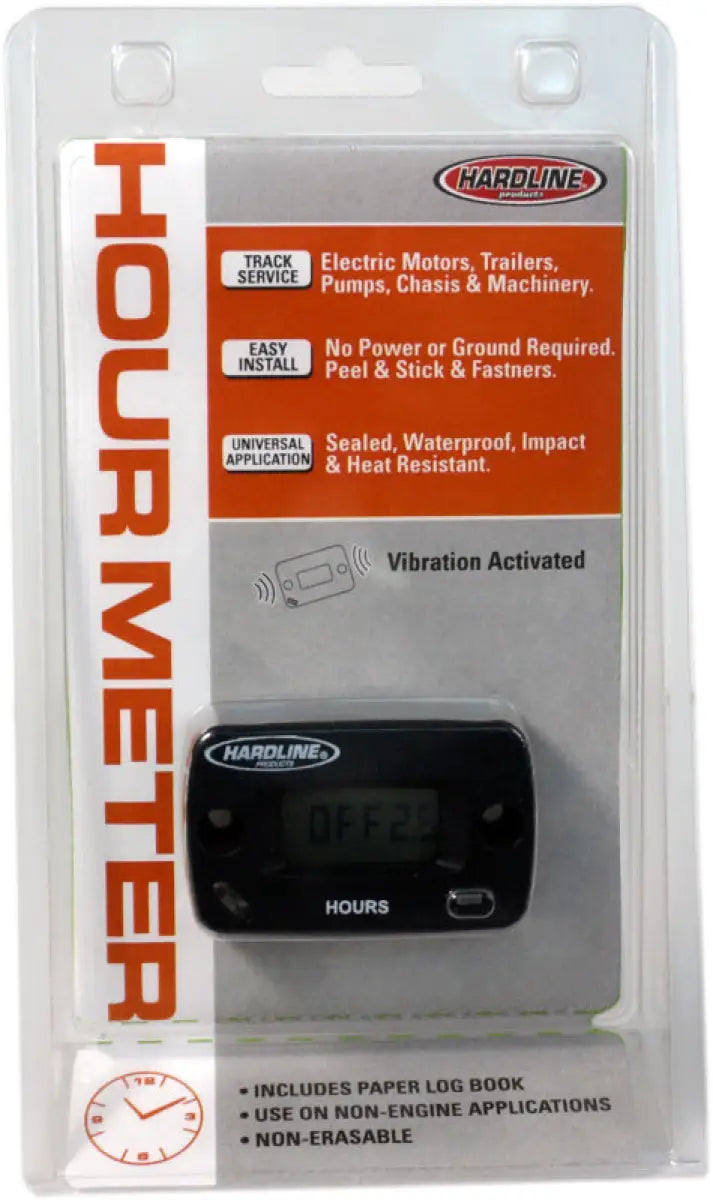 Hardline hour meter vibration activated in packaging for easy installation