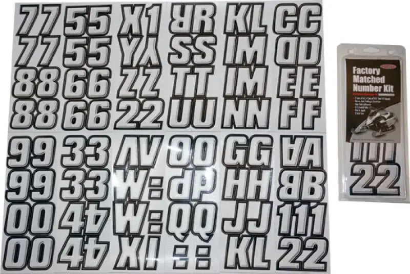 Hardline Snowmobile Lettering Registration Kit 2 in. - 500 Silver/Black - Exterior Styling