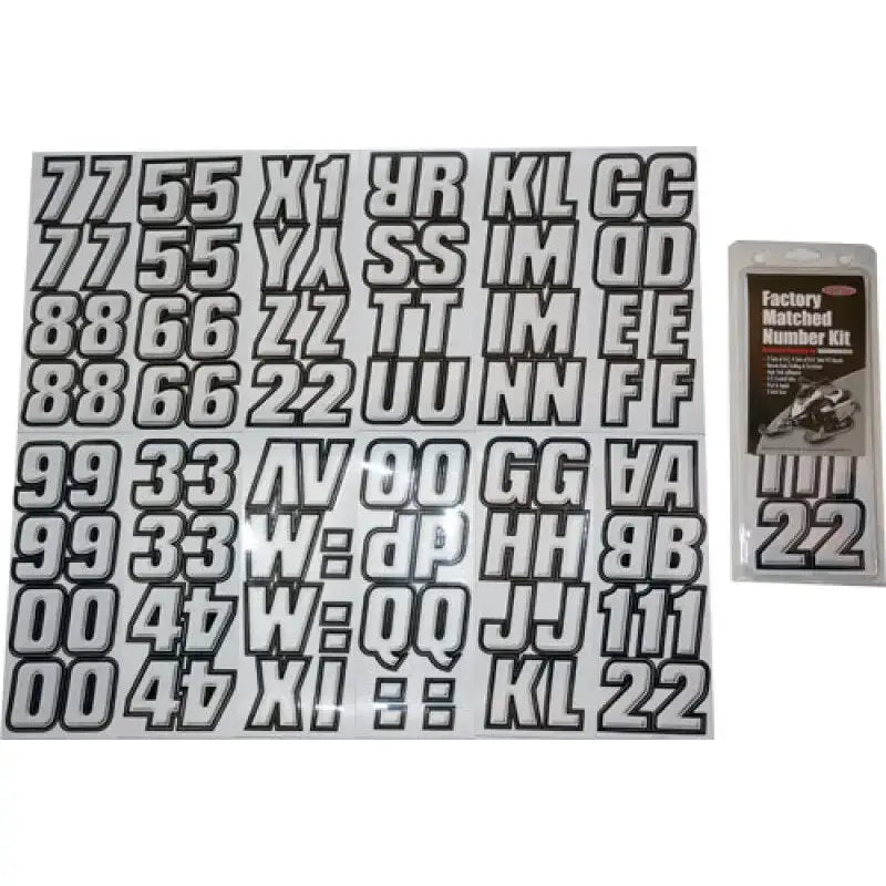 Hardline Snowmobile Lettering Registration Kit 2 in. - 500 Silver/Black - Exterior Styling