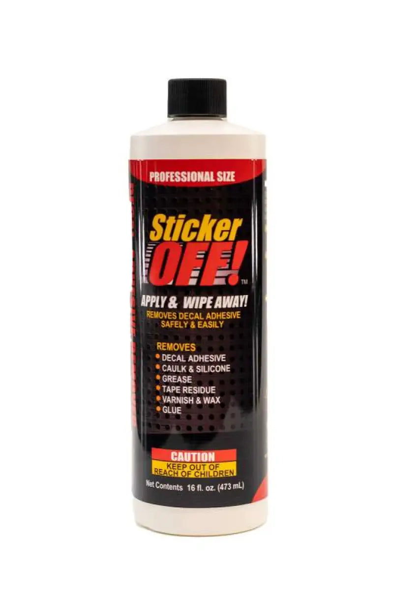 Bottle of Sticker Off decal remover, perfect for RV parts & accessories and truck parts