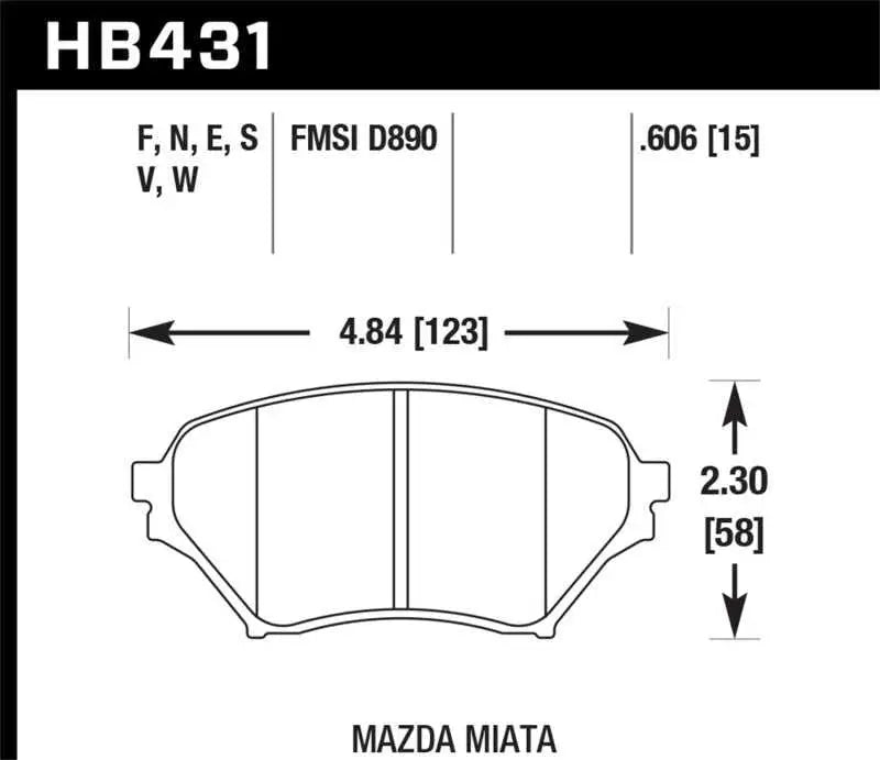 Hawk Performance Hawk 01-05 Miata w/ Sport Suspension HPS Street Front Brake Pads D890