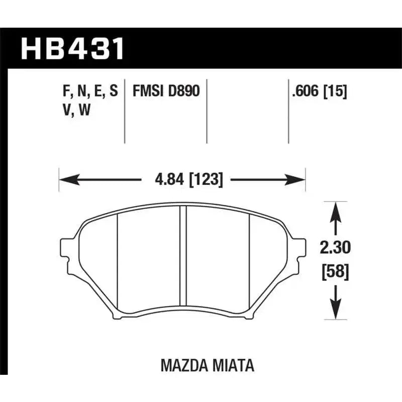 Hawk 01-05 Miata w/ Sport Suspension HPS  Street Front Brake Pads D890 