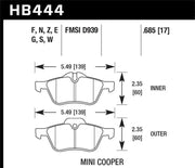 Hawk Performance Hawk 02-06 Mini Cooper / Cooper S HPS Street Front Brake Pads