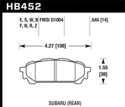 Hawk Performance Hawk 03-05 WRX D1004 HP+ Street Rear Brake Pads