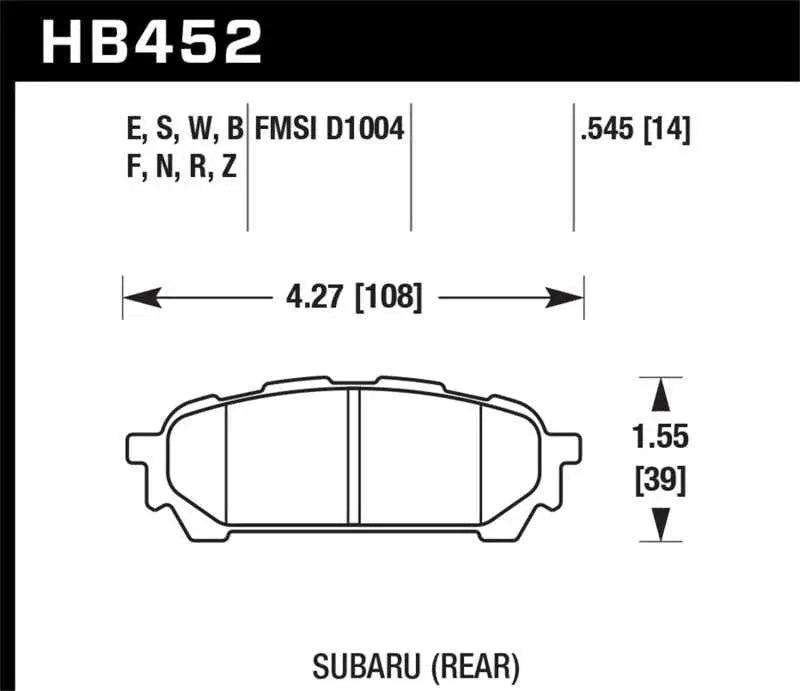 Hawk 03-05 WRX D1004 HP+ Street Rear Brake Pads 
