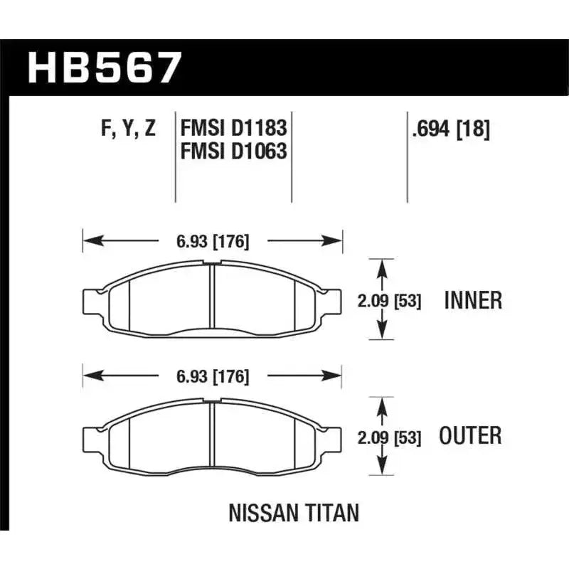 Hawk Performance Hawk 04-06 infiniti QX56 / 05-06 Armada / 04 Pathfinder / 04-07 Titan LTS Street Front Brake Pads