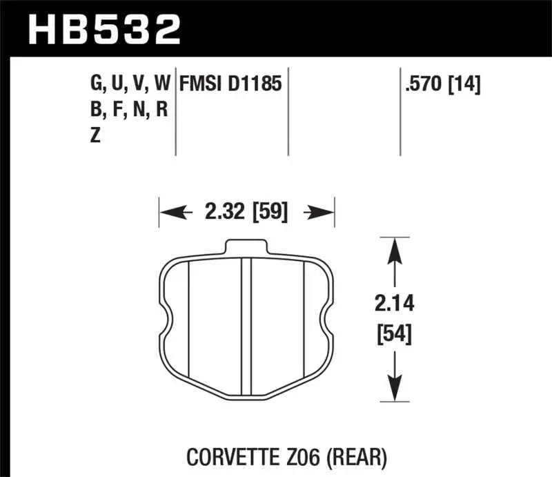 Hawk 06-10 Chevy Corvette (OEM Pad Design) Rear HPS Sreet Brake Pads 