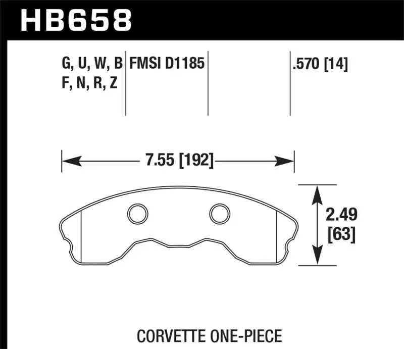 Hawk 06-13 Chevrolet Corvette Z06 DTC-60 Race Front Brake Pads (One Piece) 